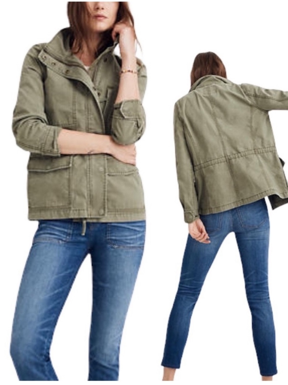 Madewell Size M Northover Army Green Olive Utility Canvas Jacket 100% Cotton